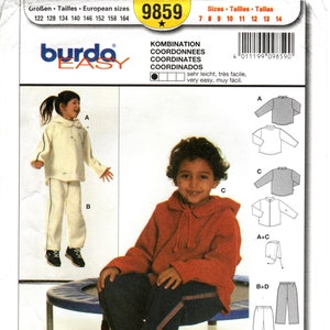 Burda Sewing Pattern 9859 - Buy&#39;s or Girls&#39; Zip Jacket with Detachable Hood, Turtleneck Top & Pull-on Pants - Burda Easy - Sz 7 thru 14