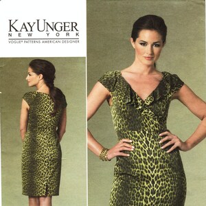 Sz 14/16/18/20 - Vogue Pattern V1206 by KAY UNGER - Misses&#39; Fitted Dress with Pleated Raglan Sleeves & Flounce - Vogue American Designer