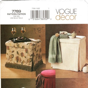 Vogue Decor Pattern 7789 - Decorative Storage Ottomans in Four Variations - Build List/Patterns and Instructions - One Size Pattern