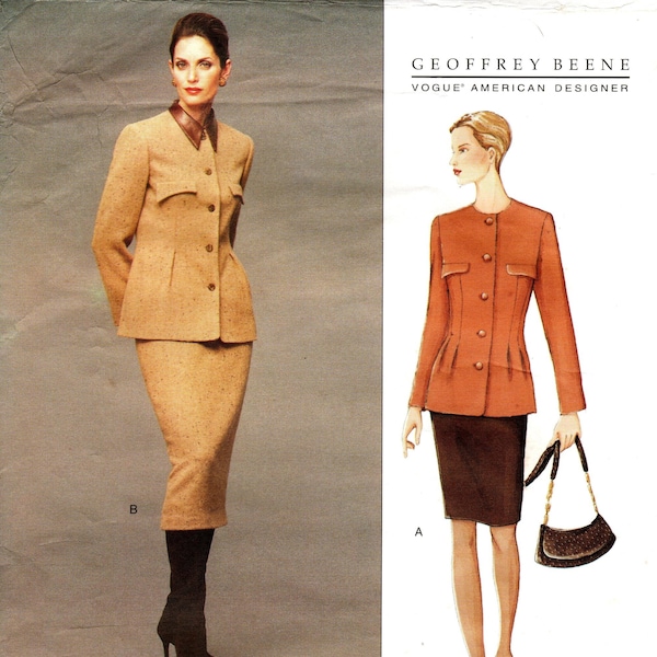 Vogue Sewing Pattern 2575 by GEOFFREY BEENE - Misses' Fitted, Lined, Below Hip Jacket & Straight Skirt in Two Lengths - Sz 18/20/22