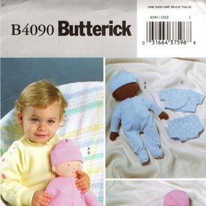 Butterick Pattern B4090 - Pattern For 14 Inch Doll & Doll Clothes - Doll, Sleeper, Cap, Top and Diaper Cover - &quot;Baby Outfit not included&quot;