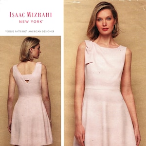 Vogue Sewing Pattern V1623 by ISAAC MIZRAHI - Misses&#39; Fit and Flare, Lined Dress w/Asymmetrical Pleat and Tie - Vogue American Designer