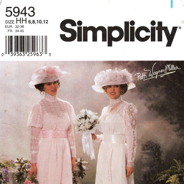 Sz 6/8/10/12 - Simplicity Pattern 5943 by PATTI WAGNER MILLER - Misses' Edwardian Lace Bridal Dresses - Bridal Gown or Bridesmaid Dress