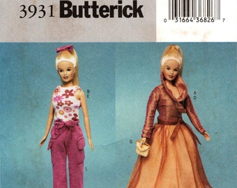Butterick 3931: Modern Barbie Doll Clothes Sewing Pattern