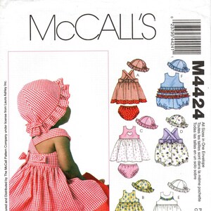 Sz Sm thru Xl - McCall&#39;s Pattern M4424 by LAURA ASHLEY - Infants&#39; Dresses, Rompers, Panties & Hat in Six Variations - All Sizes in Envelope
