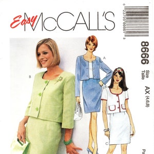 U-Pick Sz - McCalls Pattern 8666 - Misses&#39; Scoop Neck, Buttoned Front, Jacket in Three Variations & Straight Skirt - McCall&#39;s Patterns