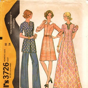McCall&#39;s Sewing Pattern 3726 - Woman&#39;s A-Line, Princess Seam, Slit Neck Dress or Tunic in Three Lengths and Pants/Trousers - Sz 50