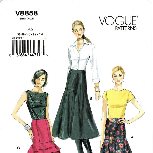 Vogue Sewing Pattern V8858 - Misses' Semi-Fitted Skirt with Lower Flared Hemline in Three Variations - Vogue Patterns - Pick Your Size