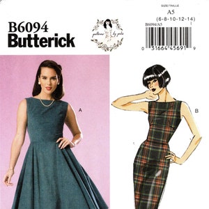SZ 6 to 14 - Butterick B6094 - Pattern by GERTIE - Misses&#39; Straight Neckline, Waist Inset, Fit & Flare or Straight Dress w/Back V-neckline