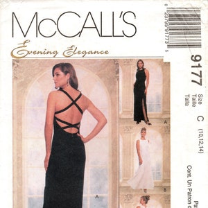 SZ 10/12/14 - McCall&#39;s Dress Pattern 9177 - Misses&#39; Lined Evening Dress with Open Back or Criss-Cross Straps - Evening Elegance