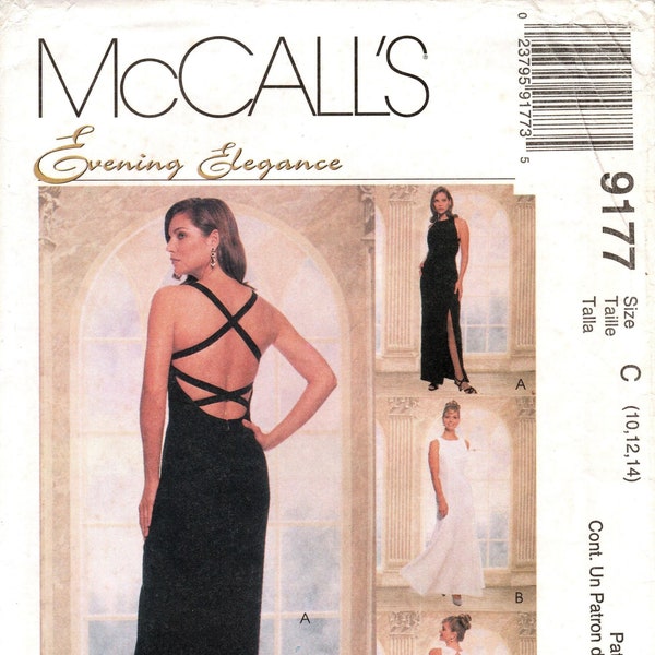 SZ 10/12/14 - McCall's Dress Pattern 9177 - Misses' Lined Evening Dress with Open Back or Criss-Cross Straps - Evening Elegance