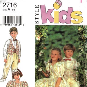 Sz 3 thru 8 - Style Pattern 2716 - Child&#39;s/Girls&#39;/Boy&#39;s Bridal Party Outfits - Flower Girl Dress or Ring Bearer Outfit - Style Patterns
