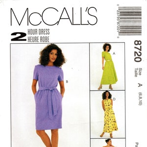 U-Pick Sz - McCalls Dress Pattern 8720 - Misses&#39; Straight or Flared, Pullover, Blouson Dress in Two Lengths & Tie Belt - McCall&#39;s Patterns