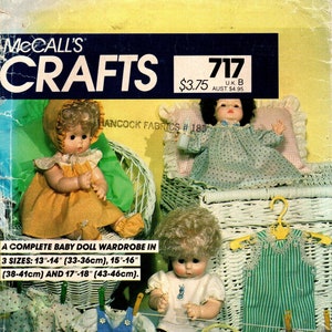 McCall's Doll Clothes Pattern 717/8872 Complete Baby Doll Wardrobe in Three Sizes for Dolls 13 to 14, 15 to 16 or 17 to 18 image 1