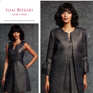 Vogue Sewing Pattern V1603 by ISAAC MIZRAHI - Misses&#39; Fitted, Lined Dress & Jacket w/Gathered Ruffle Sleeves - Vogue American Designer