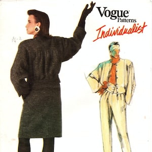 Size 10 - Vtg 80&#39;s Vogue Separates Pattern 1622 by ADRI - Misses&#39; Lined Jacket, Skirt with Front Tucks and Tapered Pants with Draped Yoke