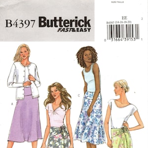 Sz 14/16/18/20 - Butterick Skirt Pattern B4397 - Misses&#39; Flared, Yoked Waist Skirt in Four Variations - Butterick Patterns