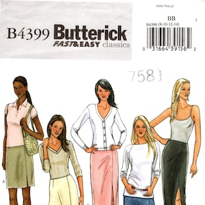 Sz 8/10/12/14 - Butterick Pattern B4399 - Misses&#39; Slim Fitting, Unlined Straight Skirts in Five Lengths with Side Front Slit & Contour Waist