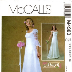 McCall&#39;s Bridal Sewing Pattern M4380 by ALICYN EXCLUSIVES - Misses&#39; Empire Bridal Gown with Neckline, Sleeve & Trim Options - Sz 10/12/14/16