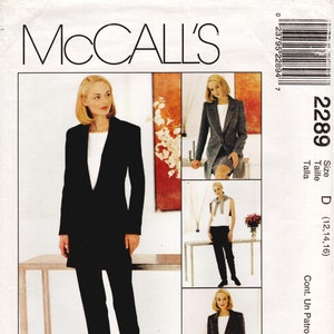 Sz 12/14/16 - McCall&#39;s Wardrobe Pattern 2289 - Misses&#39; Below Hip Jacket, Sleeveless Top, Straight Pants or Skirt - Vtg 90&#39;s McCall&#39;s Pattern