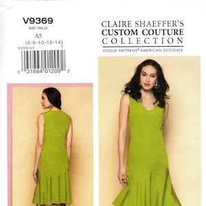 Patrón de costura Vogue V9369 de CLAIRE SHAEFFER: vestido ajustado sin mangas y con forro para señoras - Colección Custom Couture - U-PICK Sz