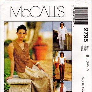 Sz 8/10/12 - McCall&#39;s Separates Pattern 2795 - Misses&#39; Shirt Jacket, Sleeveless Top, Pull-On Pants or Long Bias Skirt - McCall&#39;s Pattern