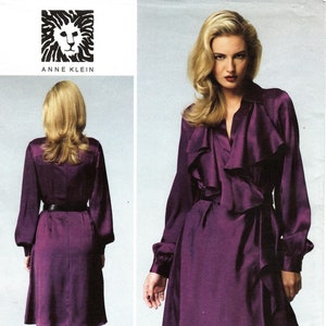 U-PICK Sz - Vogue Pattern V1358 by ANNE KLEIN - Misses&#39; Lined Wrap Dress with Flounce Collar and Side Drape - Vogue American Designer