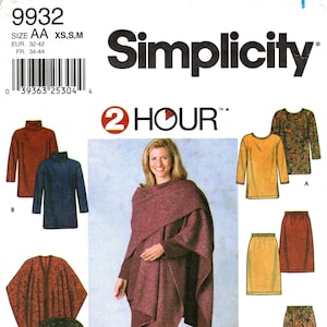 Simplicity 9932 Sewing Pattern: Misses' Tunic, Skirt & Wrap (XS/S/M) - Etsy