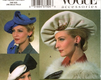 Vogue Hat Pattern: 1930s-40s Styles, One Size (P936/V7838)