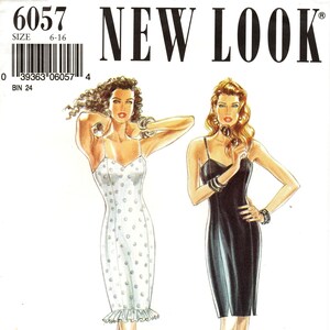 Sz 6 thru 16 - New Look Pattern 6057 - Misses&#39; Sleeveless, Shaped Neckline, Princess Seam, Fitted Dress/Slip Dress with Shoulder Straps