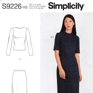 Sz 6 thru 14 - Simplicity Pattern S9226 - Misses&#39; Knit Pullover Tops and Pull-on Calf Length Skirt