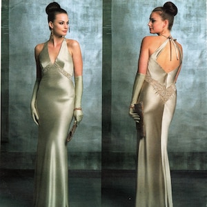 Sz 6/8/10 - Vogue Pattern V2840 by BELLVILLE SASSOON - Misses&#39; Lined, Close-Fitting Dress with Lace Insets and Neck Ties - Designer Original