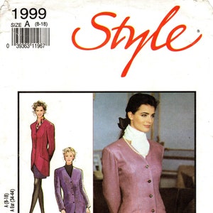 Sz 8 thru 18 - Style Separates Pattern 1999 -  Misses&#39; Collarless, Below Hip, Shaped Hemline Jacket and Straight, High Waisted Skirt