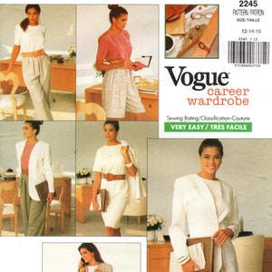 Vogue Sewing Pattern 2245 - Misses&#39; Loose-Fitting Jacket, Dress, Top & Pleated Shorts or Pants - Vogue Career Wardrobe - Pick Size