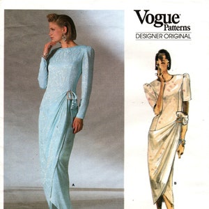 Vogue Pattern 1884 by BELLVILLE SASSOON - Misses&#39; Drop Waist Dress, Mid-Calf or Evening Length w/Shaped Overlay - Designer Original - Sz 8