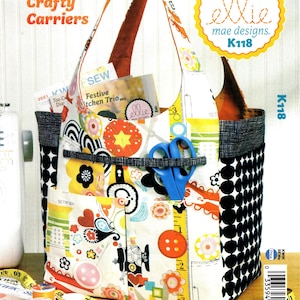 Kwik Sew Pattern K118: Crafty Carriers - Large Lined Tote Bags with Outside Pockets and Loops