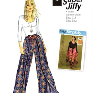 Simplicity Sewing Pattern R11654/S9595 - Misses' Super Jiffy Wrap and Tie Pantskirt (One Size) Jiffy 70's Reissue