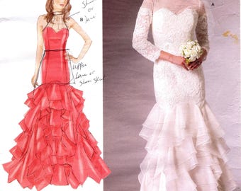 Vogue Brautkleid Schnittmuster V1495 - Misses' Sweetheart-Ausschnitt Kleider mit Volants - Vogue Brautserie (Gr. 14/16/18/20/22)