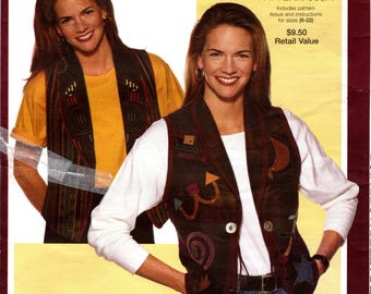 Vogue Pattern 955/1 by Husqvarna Viking - Misses' Semi-Fitted, Lined Vest in Six Variations - (Multisized 6 thru 22)