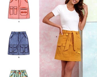 Simplicity Sewing Pattern S9924 - Misses' Cargo Mini Skirt in Three Options (Sz 16 thru 24)