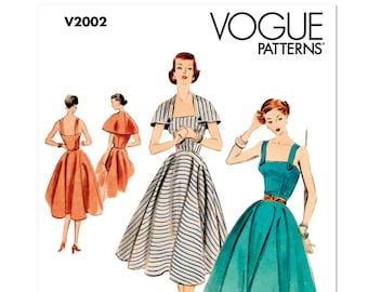 Vogue Sewing Pattern V2002 - Misses'1952 Fit & Flared Dress - Vogue Vintage Model 1952 Design (Pick Size)