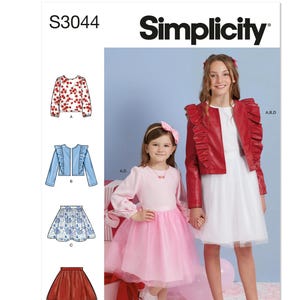 Simplicity Girls' Sewing Pattern S3044: Skirt, Jacket & Knit Top - Size [Pick Size]