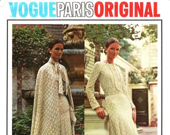 Vogue Sewing Pattern 2519 by CHRISTIAN DIOR - Misses' Evening Dress and Cape - Dress in Two Lengths - Rare 70's Vogue Paris Original - Sz 12