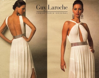 U-PICK Sz - Vogue Pattern V1047 by GUY LAROCHE - Misses&#39; Backless, Front Keyhole, Asymmetrical Evening Dress - Vogue Paris Original