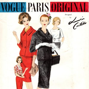 Vogue Sewing Pattern 1486 by LANVIN CASTILLO - Misses&#39; Jacket, Straight Skirt & Belted, Back Button Blouse - Vogue Paris Original - Sz 12