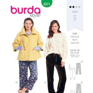 Burda Sewing Pattern 6371 - Misses&#39; Loose Fitting Pants and Tie Belt with Length/Hemline Variations - Burda Style Pattern - Sz 10 thru 20