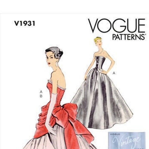 Pick Your Size - Vogue Pattern V1931 - Misses' Strapless Ball Gown and Overbodice with Draped Pannier - Vogue Vintage Model 1957 Design