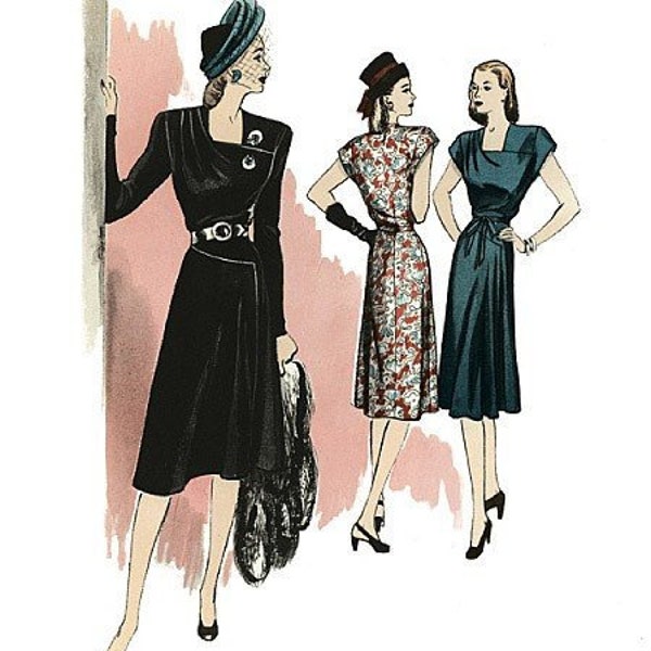 Sz 14/16/18/20/22 - Butterick Retro 1940er Jahre Kleid Muster B5281 - Vintage-Stil Kleid und Gürtel - Butterick Muster