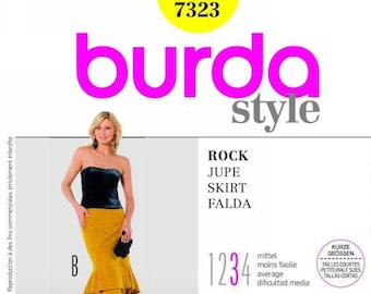 Burda 7323 Schnittmuster Rock: Saum tief, Hüftnaht (Größe 10-24)