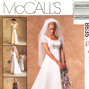 Sz 8/10/12 - Empire Waist Wedding Dress or Bridesmaid/Formal Dress in Four Variations - ALICYN EXCLUSIVES - McCall&#39;s Sewing Pattern 8635
